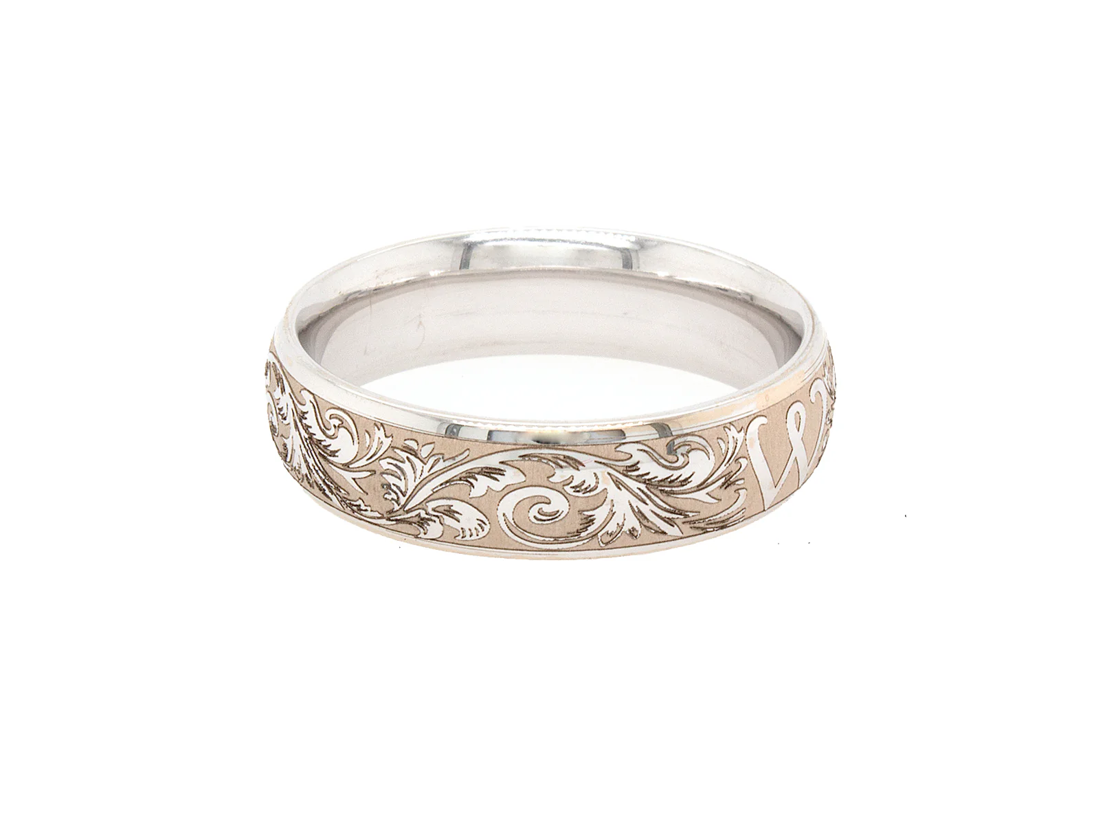 7mm Custom Made Solid Gold Ring with Personalized Initial and Victorian Style Engravings - Image 4