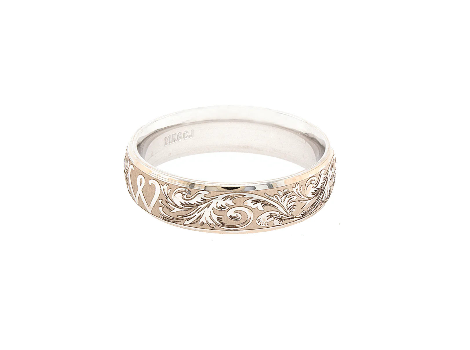 7mm Custom Made Solid Gold Ring with Personalized Initial and Victorian Style Engravings - Image 6