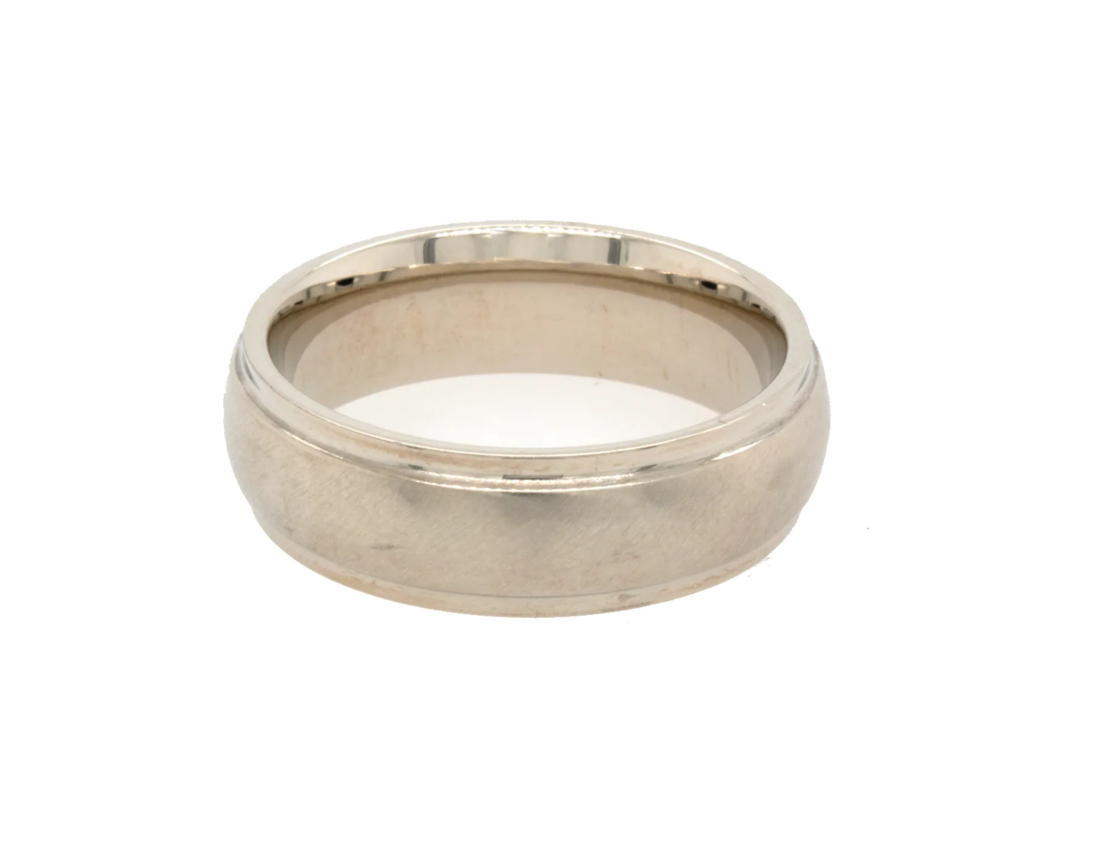 8mm Custom Made Dome Shaped Solid White Gold Ring - Image 3