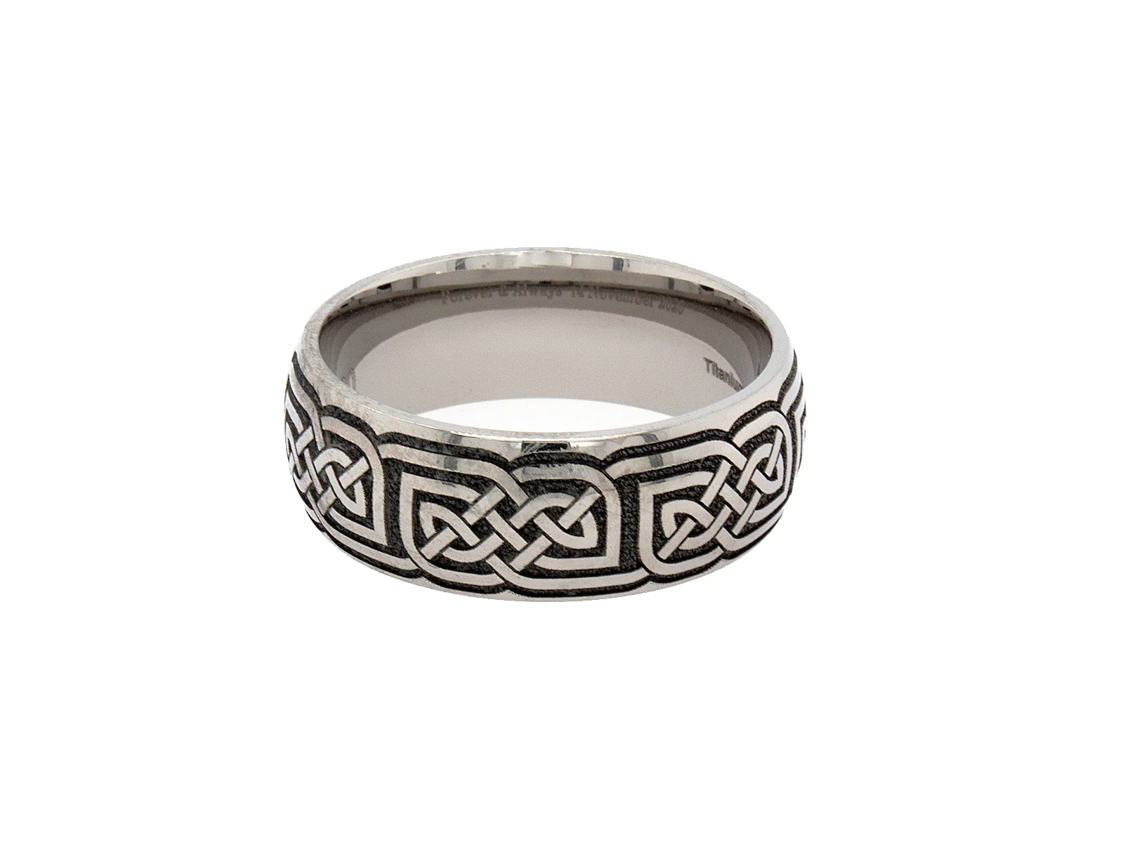 8mm Custom Made Dome Shaped Titanium with Celtic Knot Engravings - Image 3