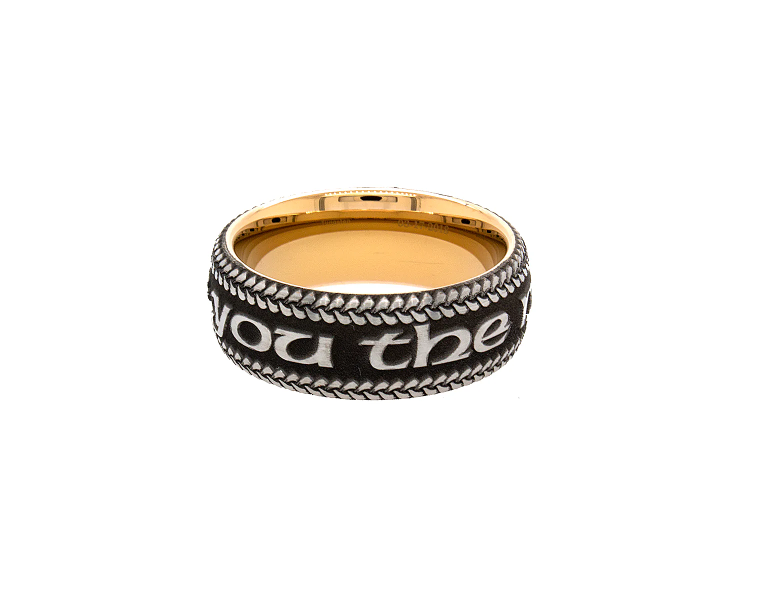 8mm Custom Made Tungsten Ring with Rose Gold Interior and Engraved I Love You - Image 4