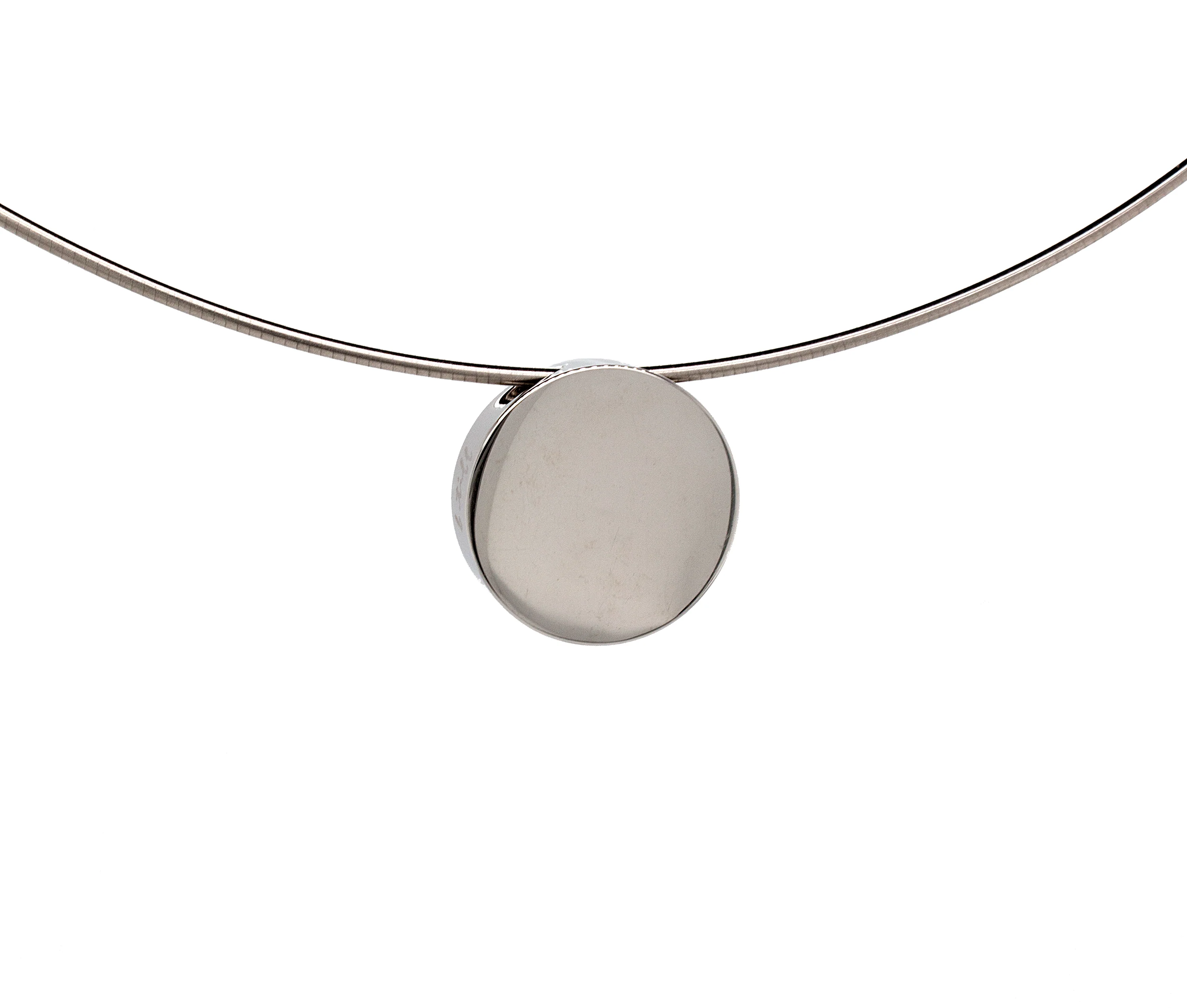 Stainless Steel Necklace with 3D Round Shaped Pendant with Diamond Alternative Stones - Image 4